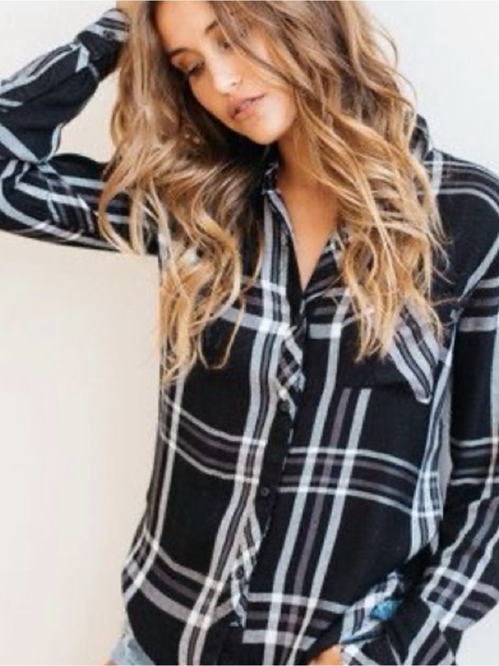 #605 RAILS Black & White Plaid Button-Down Shirt